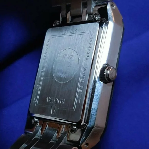 Bulova Quadra Black Gold Tone Luxury Tank Men's Watch